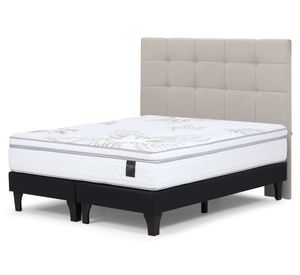 Cama europea 2 plazas base dividida Art 4 + Respaldo Issey Niebla