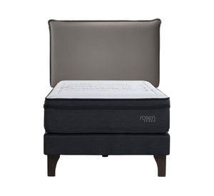 Cama europea Tempo 1.5 plazas + respaldo Maurice gris