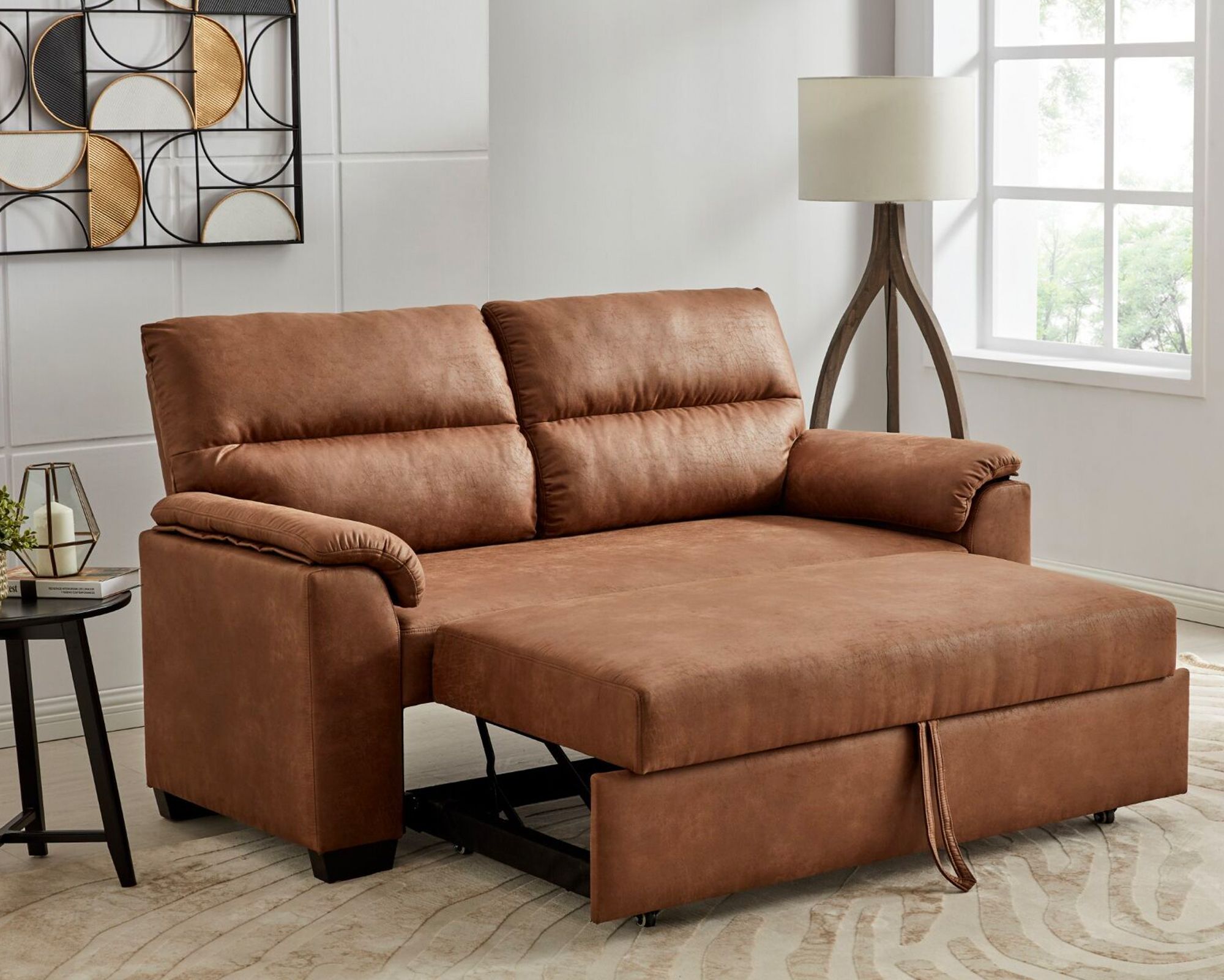 Sofá cama PU caramel | Easy.cl