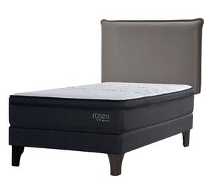 Cama europea Tempo 1.5 plazas + respaldo Maurice gris