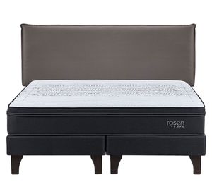 Cama europea Tempo king base dividida + respaldo Maurice chocolate