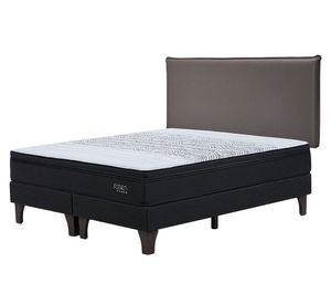 Cama europea Tempo king base dividida + respaldo Maurice chocolate