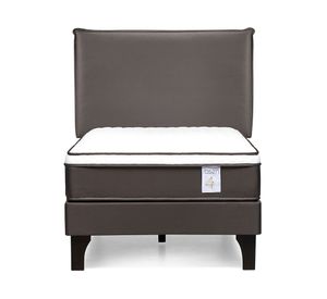 Cama europea Nstyle 4 Plus 1 plaza + respaldo Maurice chocolate