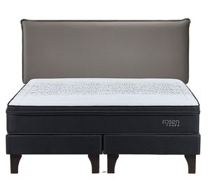 Cama europea Tempo king base dividida + respaldo Maurice gris