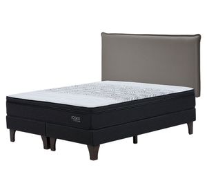Cama europea Tempo king base dividida + respaldo Maurice gris