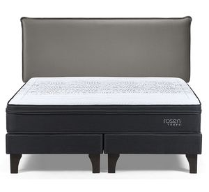 Cama europea Tempo 2 plazas base dividida + respaldo Maurice gris