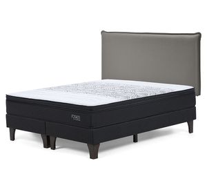 Cama europea Tempo 2 plazas base dividida + respaldo Maurice gris