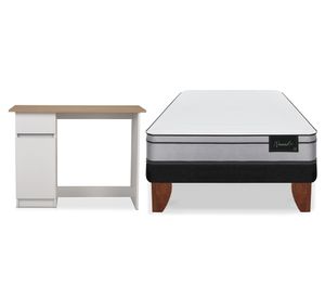 Cama europea Nuvola 1 plaza + escritorio olmo alpino
