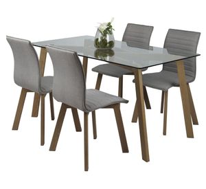 Comedor 4 sillas Domi cubierta vidrio 76x150x80 cm