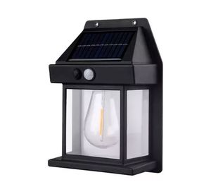 Aplique LED solar 1L Farol negro