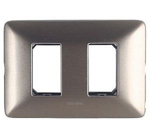 Placa 2 módulos + soporte titanio Bticino
