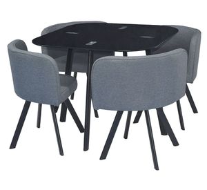 Comedor 4 sillas Pizza negro 73x90x90 cm
