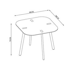 Comedor 4 sillas Pizza negro 73x90x90 cm