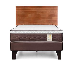 Cama europea New Style 4 Plus 1.5 plazas + respaldo Tabor café