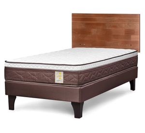 Cama europea New Style 4 Plus 1.5 plazas + respaldo Tabor café