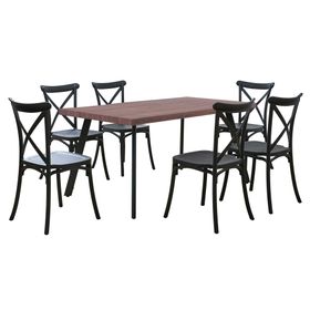 Comedor 6 personas Toledo madera oscura 75x160x90 cm