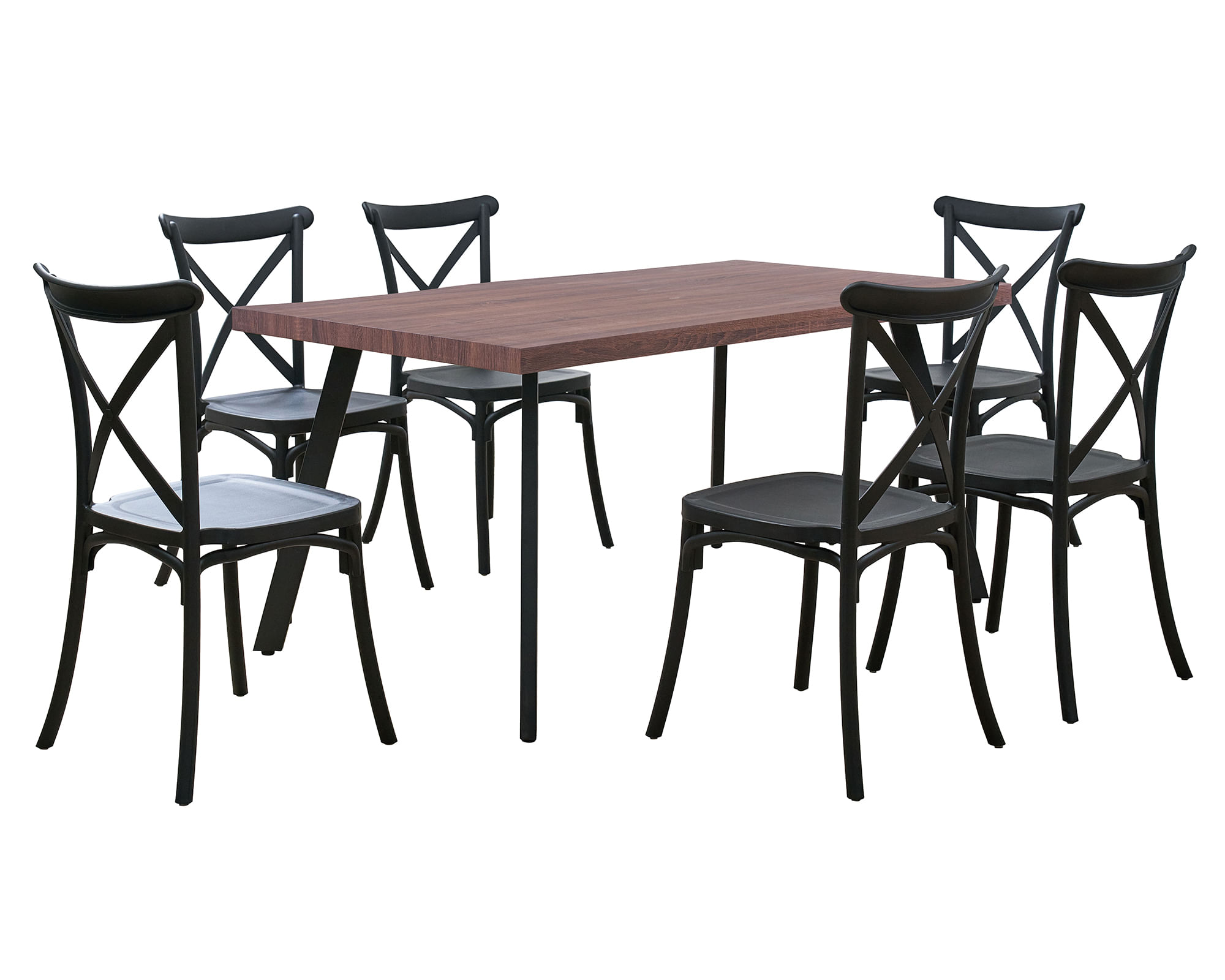 Comedor 6 personas Toledo madera oscura 75x160x90 cm a $219.990
