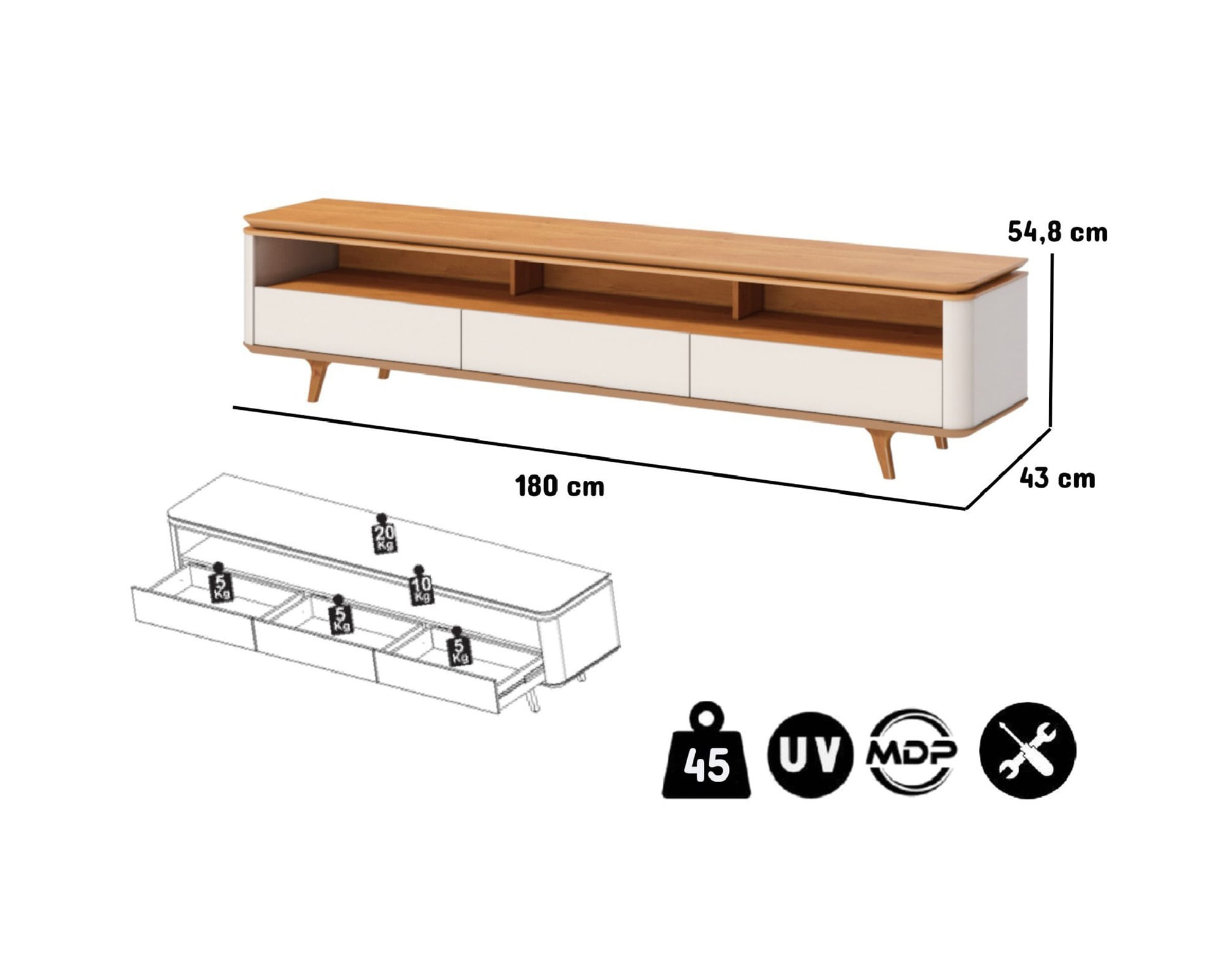 Rack TV 14233 blanco miel | Easy.cl