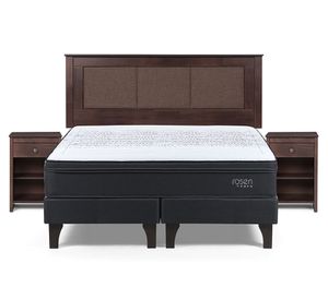 Cama europea Tempo 2 plazas base dividida + set Rachel café