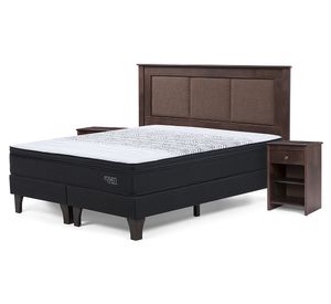 Cama europea Tempo 2 plazas base dividida + set Rachel café