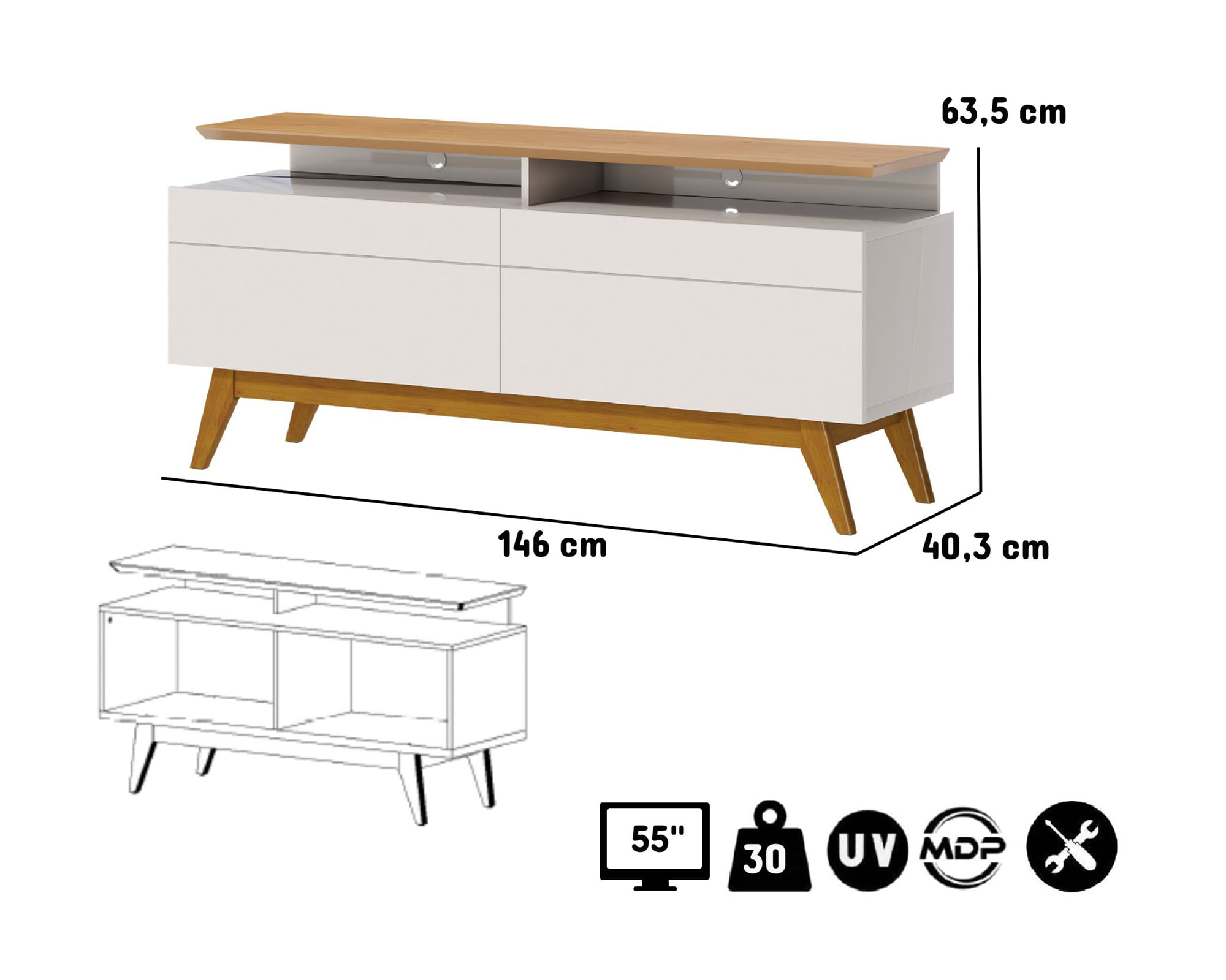 Rack TV 12333 blanco miel | Easy.cl