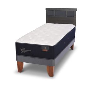 Cama europea 1.5 plazas Premium +  Respaldo Dublin azul/gris