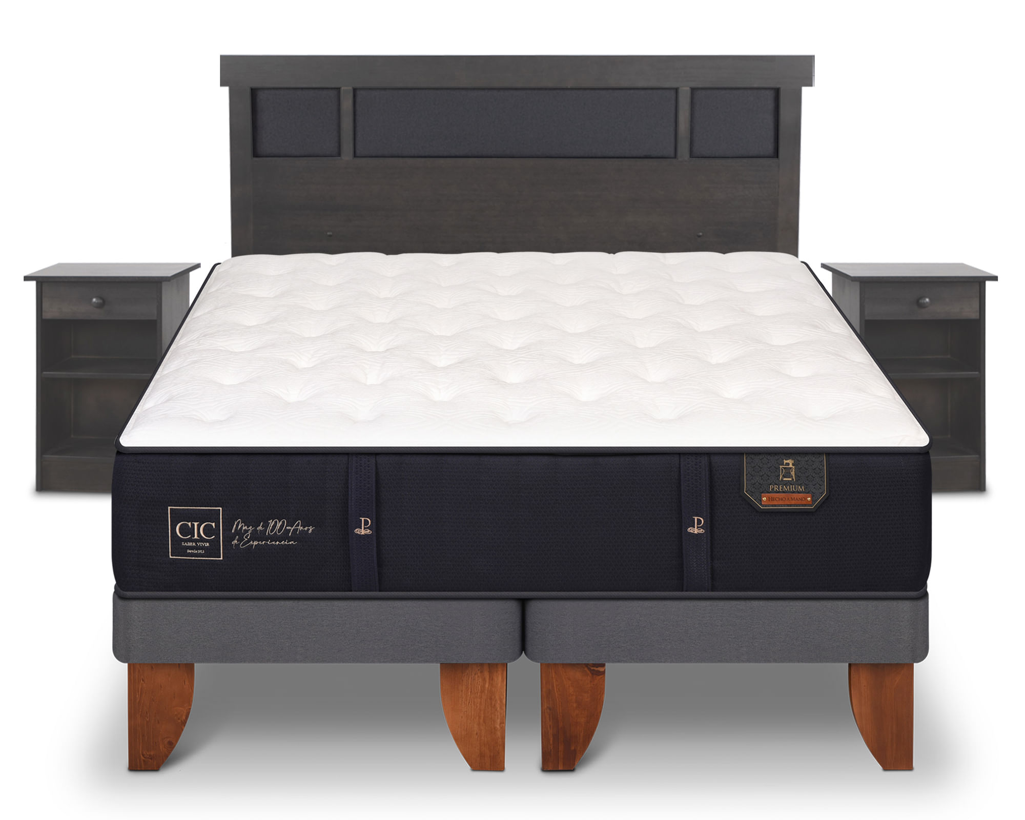 CIC Cama europea King Premium + Set Dublin azul/gris