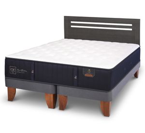 Cama europea 2 plazas Premium base dividida patas + respaldo Múnich gris