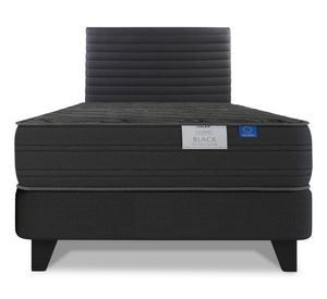 Cama europea Black 1.5 plazas box + respaldo Modern