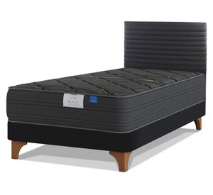 Cama europea Black 1.5 plazas box + respaldo Modern