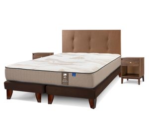 Cama europea 2 plazas Dual Sensity + respaldo Royal + velador Atenas