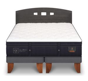 Cama europea 2 plazas Base Dividida Súper Premium + Respaldo Gales azul/gris