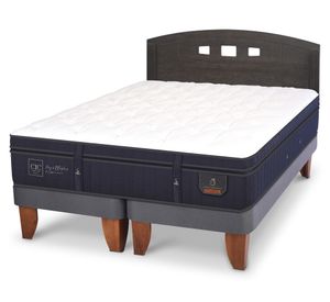 Cama europea 2 plazas Base Dividida Súper Premium + Respaldo Gales azul/gris