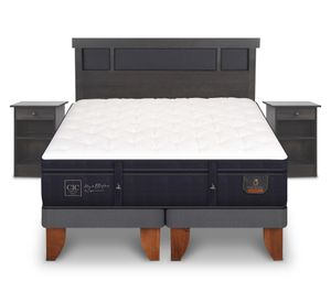 Cama europea King Súper Premium + Set Dublin azul/gris