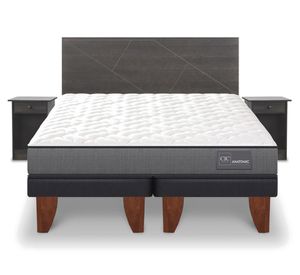 Cama europea 2 plazas Base Dividida Anatomic + Set Villarrica gris