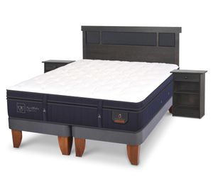 Cama europea King Súper Premium + Set Dublin azul/gris