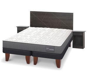 Cama europea 2 plazas Base Dividida Anatomic + Set Villarrica gris