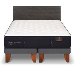 Cama europea King Premium +  Respaldo Villarrica azul/gris