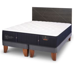 Cama europea King Premium +  Respaldo Villarrica azul/gris