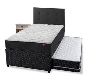 Diván 1.5 plaza Therapedic Plus + respaldo Royal + velador Rock