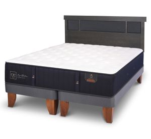 Cama europea King Premium +  Respaldo Dublin azul/gris