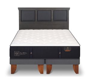 Cama europea King Premium +  Respaldo Torino azul/gris