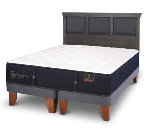 Cama europea King Premium +  Respaldo Torino azul/gris