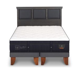 Cama europea 2 plazas Super Premium base dividida patas + respaldo Torino gris