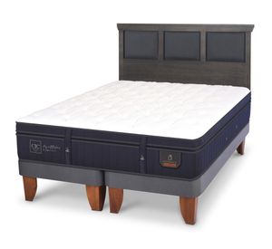 Cama europea 2 plazas Super Premium base dividida patas + respaldo Torino gris