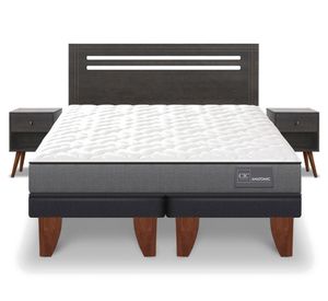Cama europea 2 plazas Base Dividida Anatomic + Set Munich gris