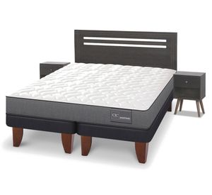 Cama europea 2 plazas Base Dividida Anatomic + Set Munich gris