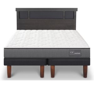 Cama europea king Anatomic base dividida + respaldo Dublín gris