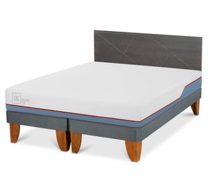 Cama europea 2 plazas Excellence Plus base dividida + respaldo Villa gris