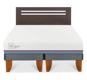 Cama europea 2 plazas Excellence Plus base dividida + respaldo Múnich gris